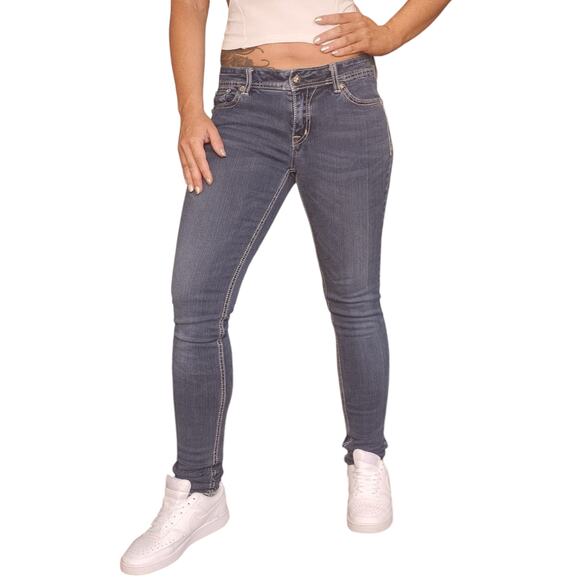 Miss Me Jeans 30 Actual is 27 Waist Jegging Skinny Low Rise Rhinestone Bling - Picture 4 of 14